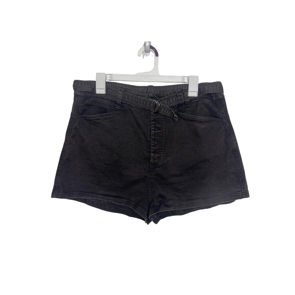 Free People Danni Denim Shorts Washed Black 14 Belt Button Fly Indie Sleaze
